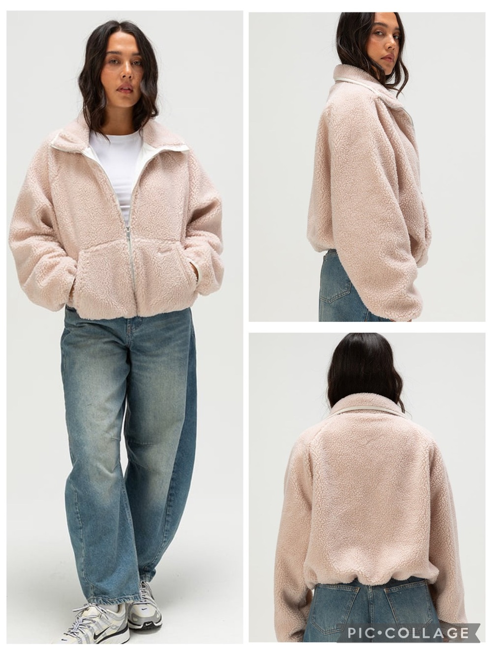 NIKE Sportswear Sherpa Cropped Full Zip Fleece Jacket Women’s size XS
